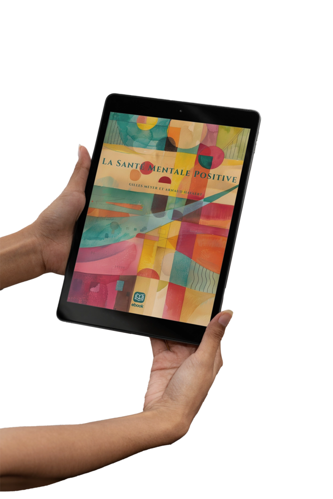 Mockup Transparent mains tablet ebook la santé mentale positive par arnaud hayaert er gilles meyer